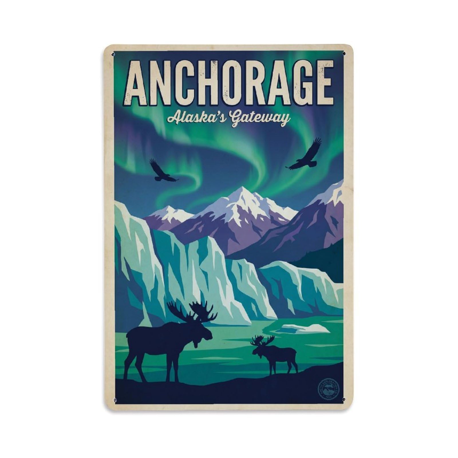 Gead 8X12inch Style Travel Usa Anchorage Retro Metal Tin Sign