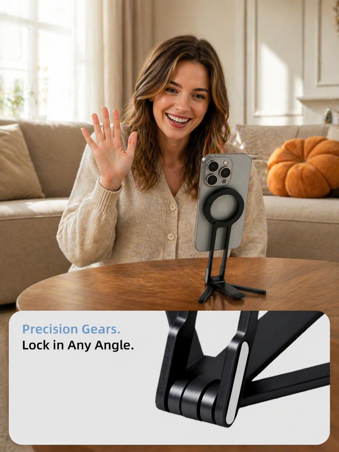 Mini Pocket Magnetic Phone Tripod – Aluminium Foldable Stand with Strong Magnet, Maglock Smartphone Tripod Compatible with iPhone 17 16 15 14 13 12 Series, Black