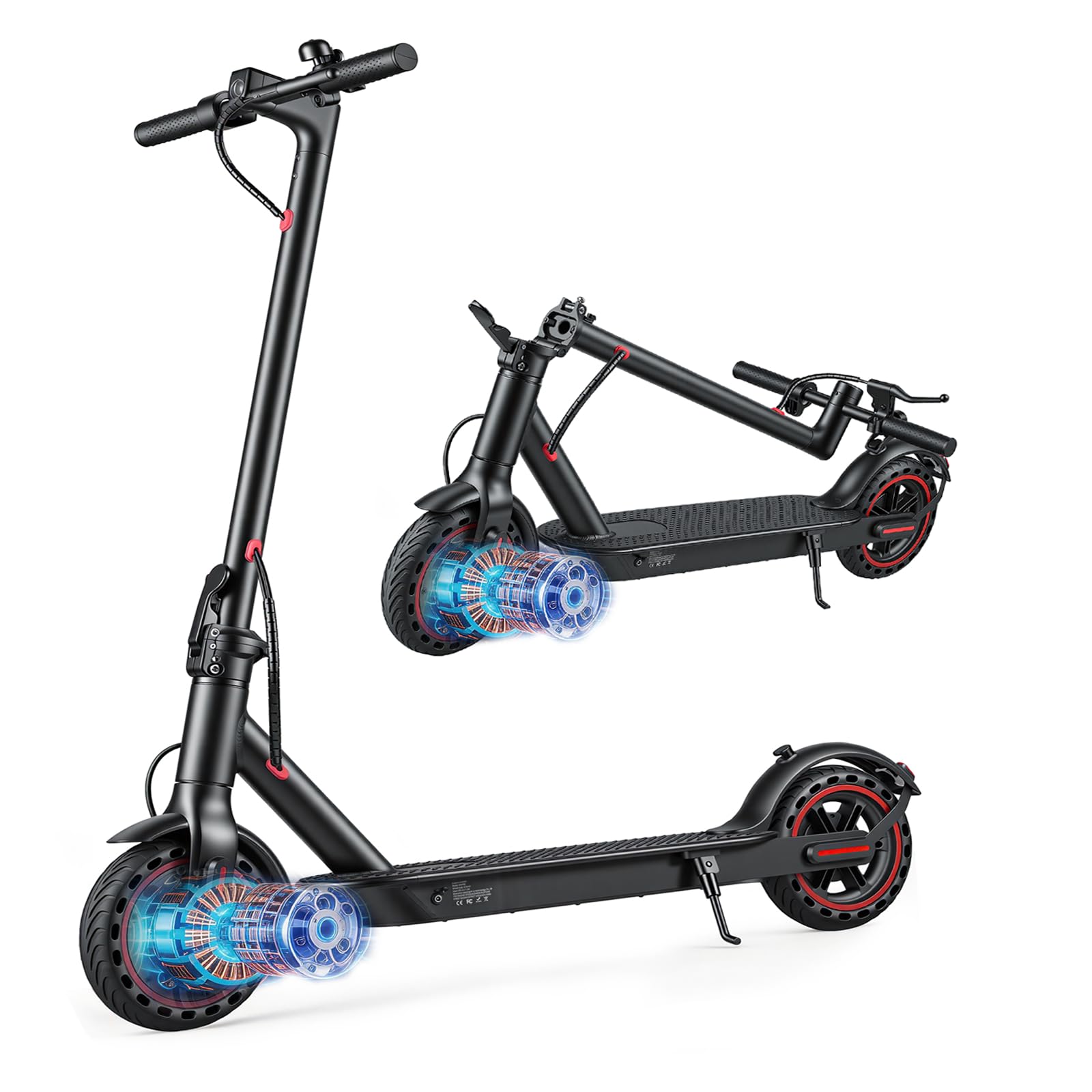 Faltbarer Elektroroller für Erwachsene, 8,5-Zoll-/10-Zoll-Reifen, Reichweite von 25-45 Kilometern, Stoßdämpfung vorne und hinten, App-Steuerung (W4-21miles)