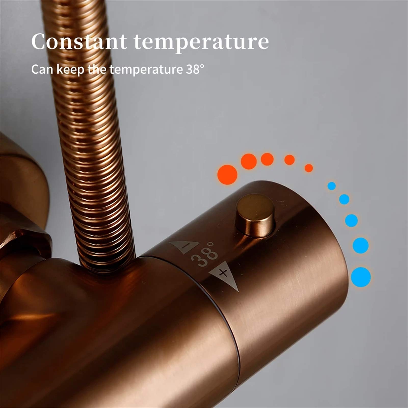 Rubinetto Doccia Set Miscelatore Doccia Pioggia termostatico con Barra Scorrimento Regolabile, Combinazione Doccia Parete in Oro Rosa, spruzzatore Manuale, soffione Pioggia 8-12 Pollici, 8 polli