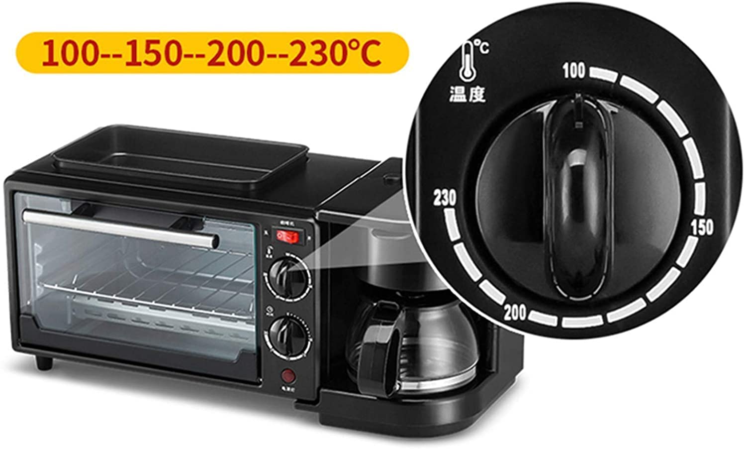 Forno Premium Convezione Fornello alogeno Fornello Caffettiera Teppanyaki Maker Multifunzione 3 in 1 Facile da Pulire Ideale per arrostire, cuocere al Forno Utile