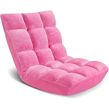 Floor Chair 14 Adjustable Positions w/Back Support, Padded Lazy Sofa w/Breathable Cotton & Skin-Friendly Coral Velve for Reading Meditating Gaming,Pink