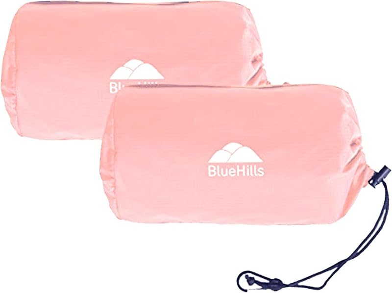Ultra Compact 2 Pack Travel Blanket Pillows Airplane Large - Pink | Travel Blanket Pillows for 2, 70X56 Large Size Flight Throw, Compact Case, Lightweight & Portable, Carry on Airplane Comfort