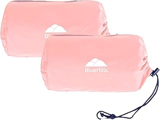 Ultra Compact 2 Pack Travel Blanket Pillows Airplane Large - Pink | Travel Blanket Pillows for 2, 70X56 Large Size Flight Throw, Compact Case, Lightweight & Portable, Carry on Airplane Comfort