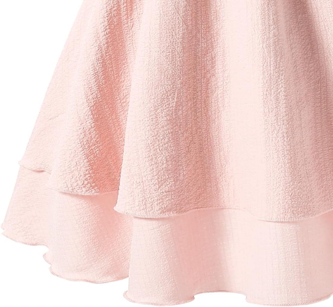 Ohrwurm Girls Summer Spaghetti Straps Smocked Ruched A Line Swing Dress Flowy Double Layered Tween Girl Party Dresses