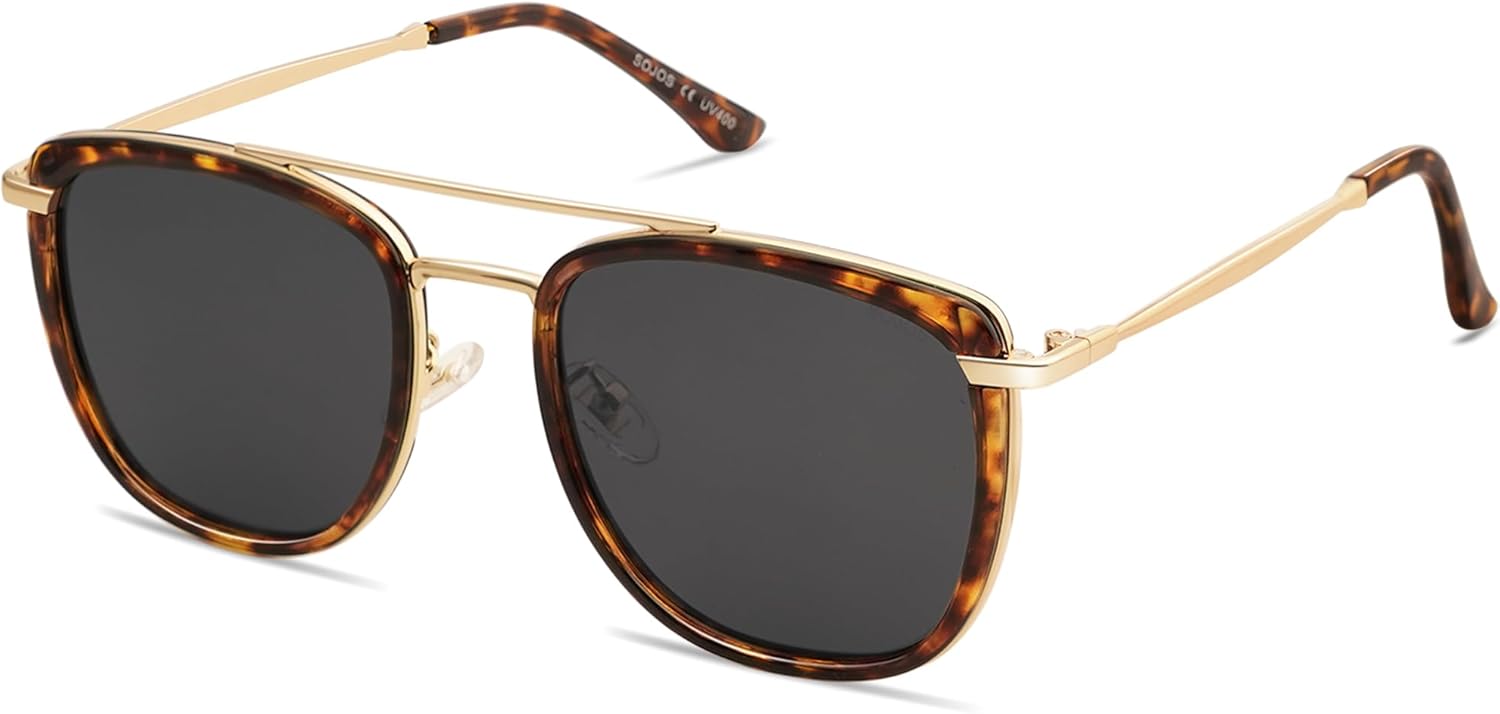 SOJOS Retro Aviator Square Polarized Sunglasses For Women Men,Vintage Women's Sun Glasses Shades UV400 SJ2180 - Image 3
