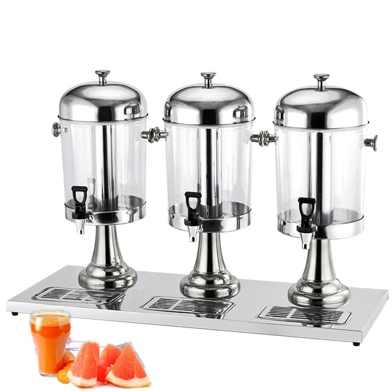 Dispensador de Bebidas Frías, Máquina Dispensadora de Bebidas de Acero Inoxidable para Restaurante, Hotel, Bar, Redondo Transparente,Silver-24L
