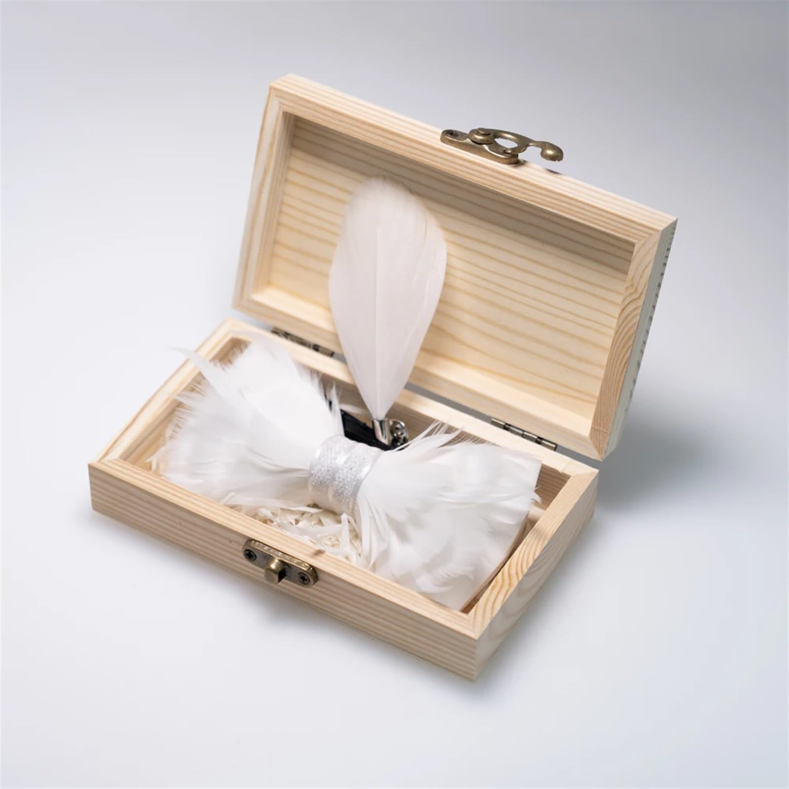 Fliege mit Feder, handgefertigt, Herren, Brosche aus Holz, für Party, Hochzeit, Fliege