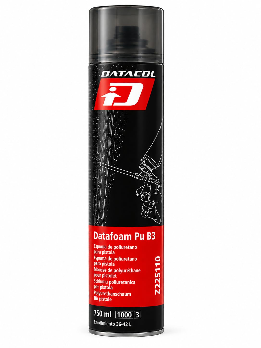 Espuma de Poliuretano B3 para Pistola 750 ml Datacol Z225110– Pack 6 Aerosoles Aislantes y Selladores Profesionales – Alto Rendimiento 36-42L