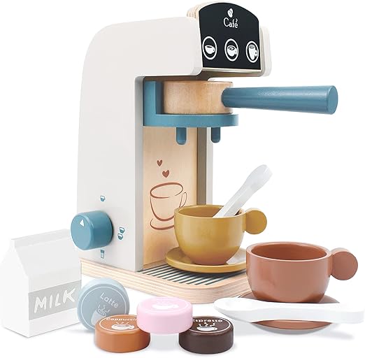 PairPear Kids Wooden Toys Coffee Maker Toy Espresso Machine