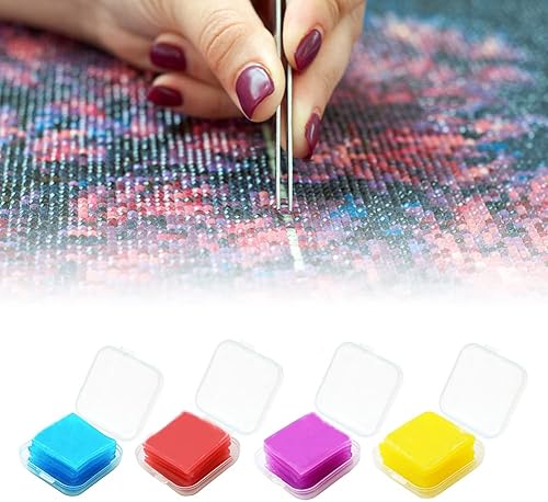 Miniatura 9 de EUBUY 24 piezas de cera de diamantes, colorido bricolaje pintura de diamantes pegamento arcilla pintura cera contenedores cuadrados organizador caja