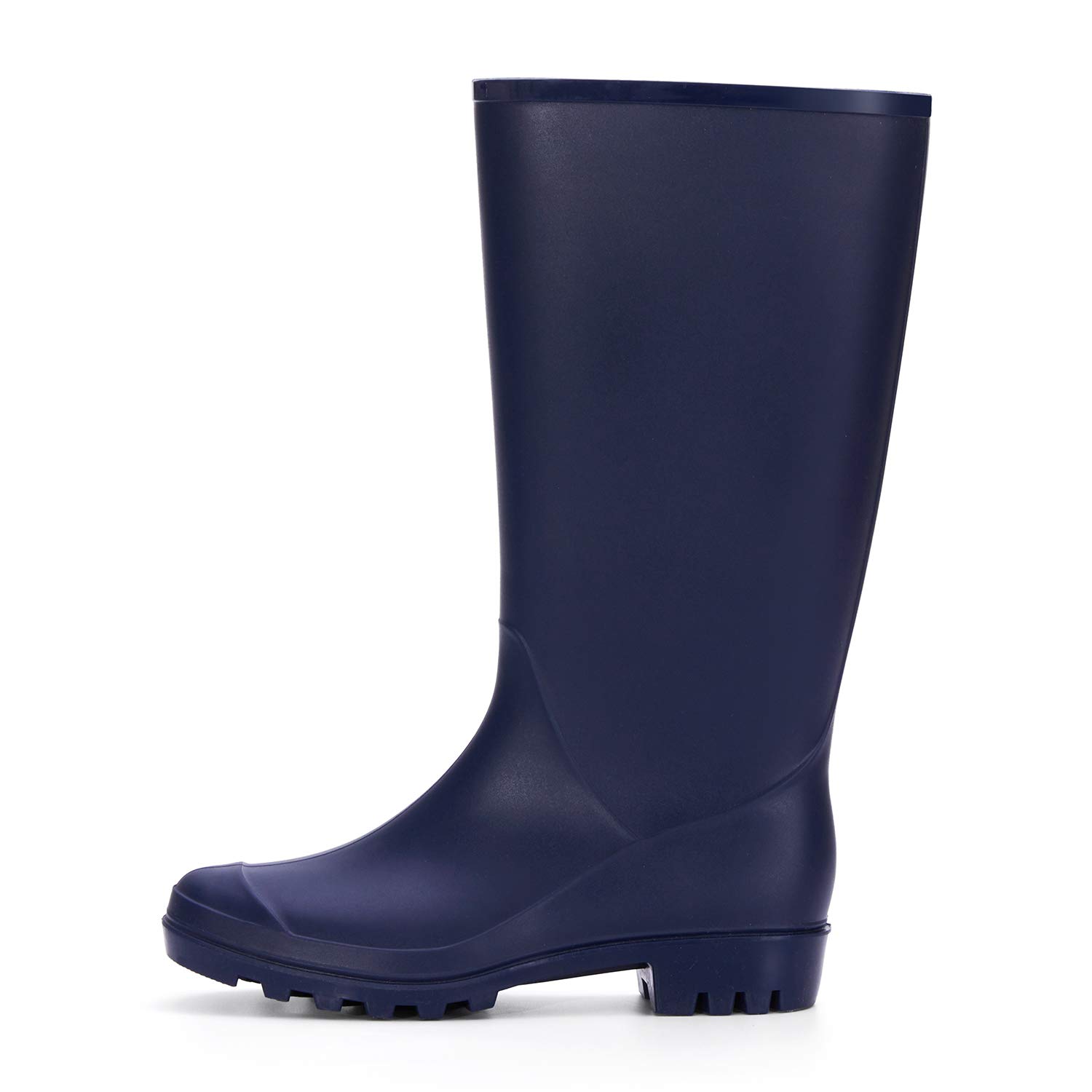 mysoft Women's Knee High Rain Boots Waterproof Tall Rain Footware Wellies Garden Boots, Navy Blue, 8