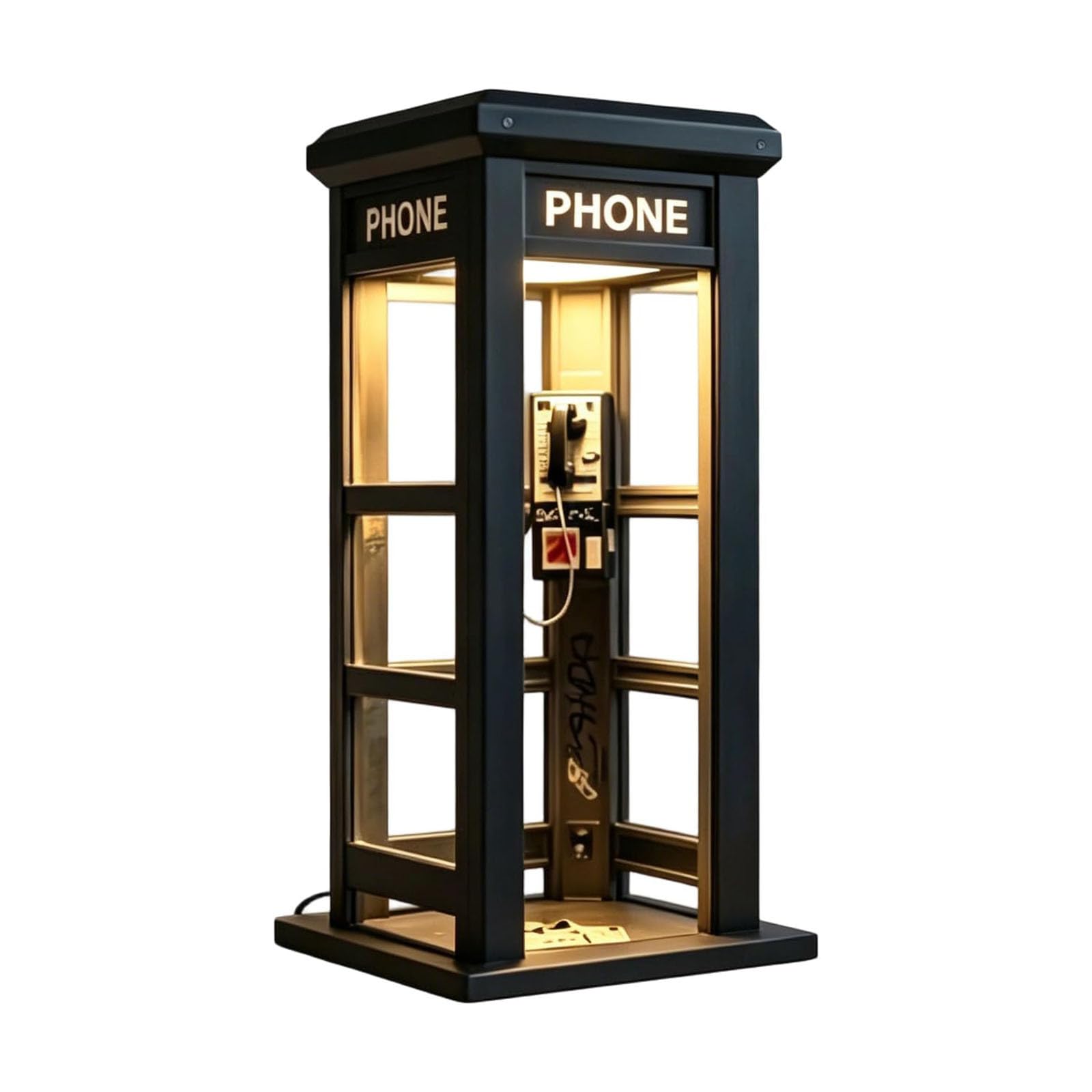 Vintage Phone Booth Ambient Lamp, Retro Tall LED Night Light for Bedroom Home Office, Classic British Phone Booth Decor Accent Lighting, Warm Glow Study Room Lamp (1 PC)