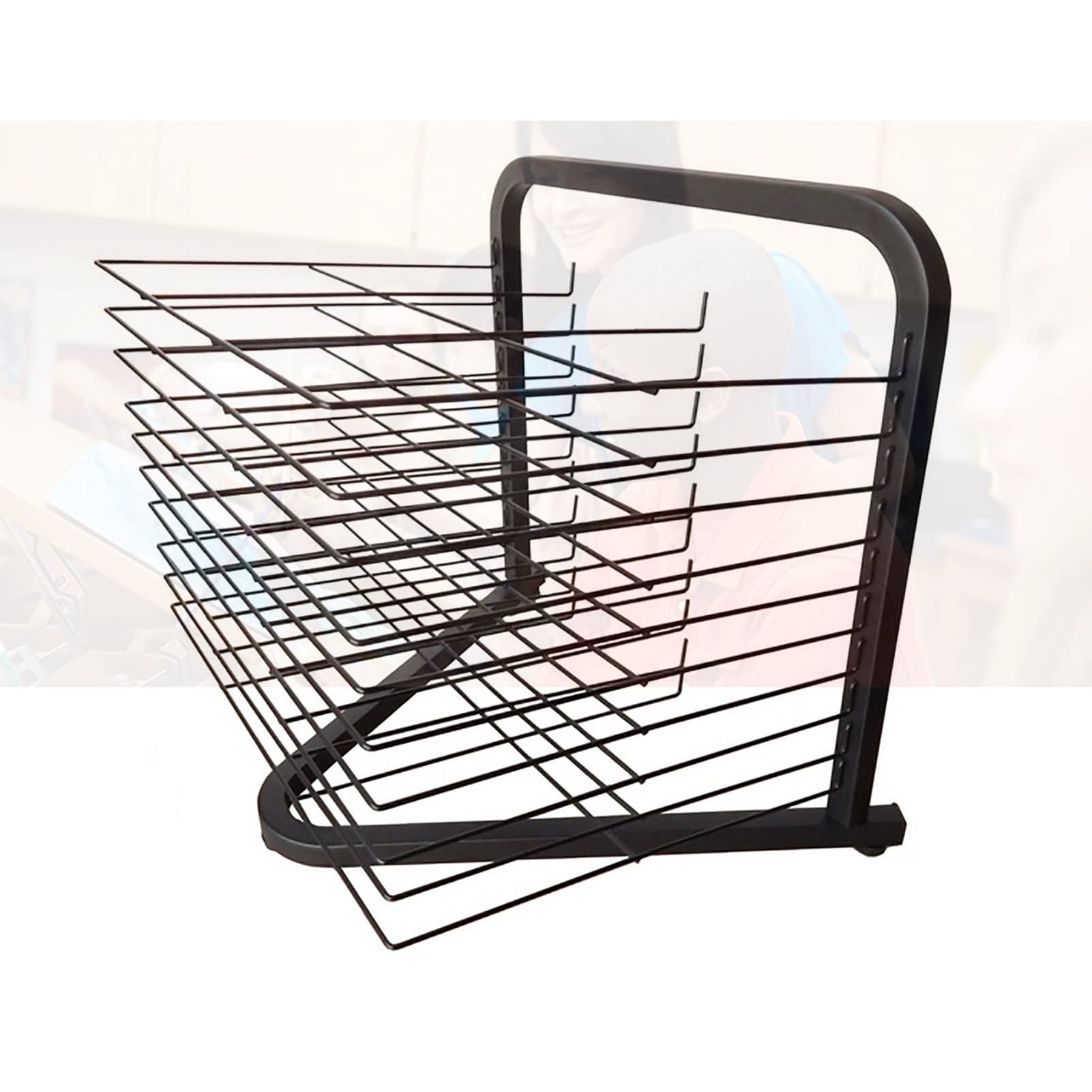 Aioneer Tabletop Artwork Drying Rack Art Rack With 10 Wire Shelve Black Powder Coated Metal Steel Sturdy Art Organizer For Paintings And Drawings, Ideal For Classroom, Art Studio