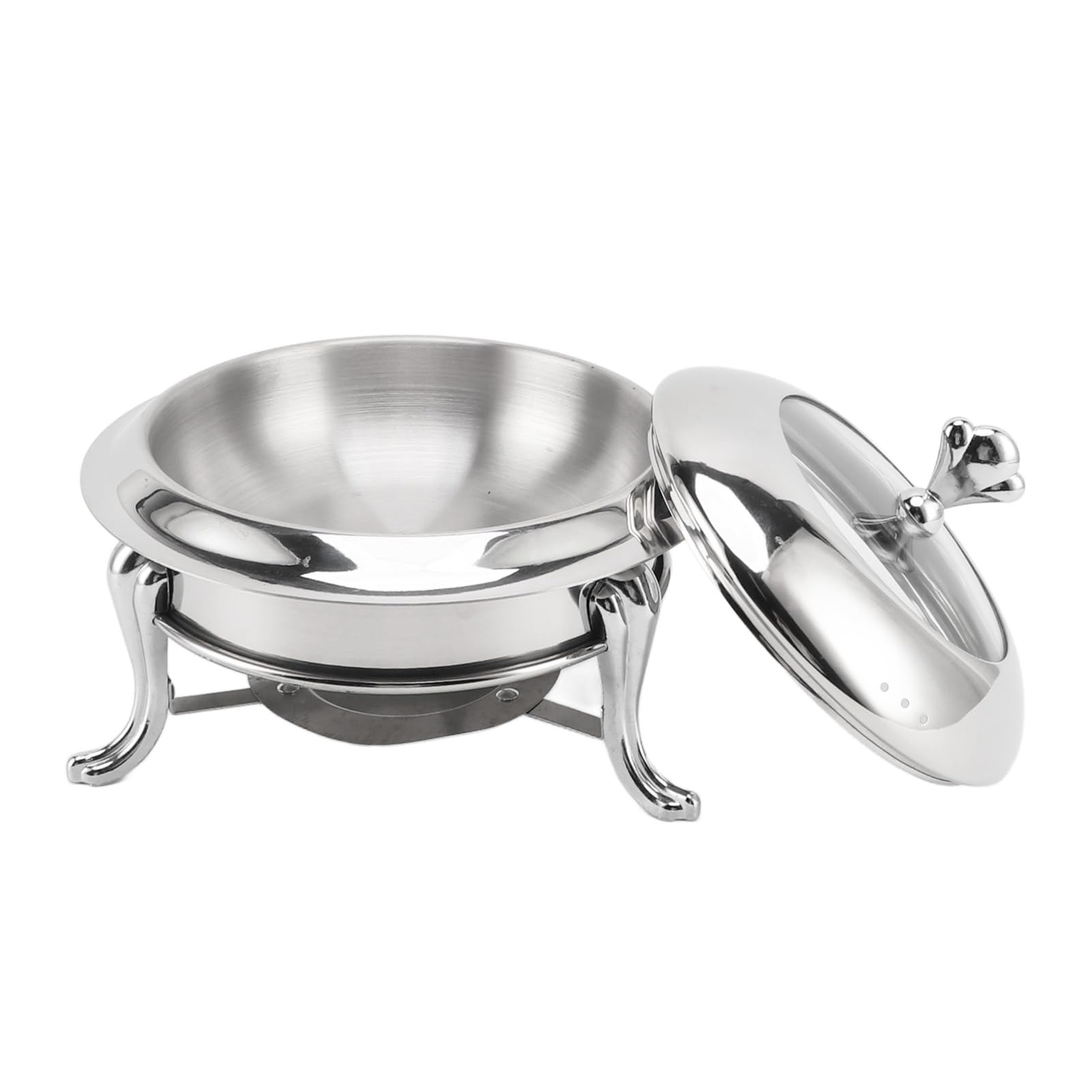 Rengue Calentador de Buffet Redondo de Acero Inoxidable con Calentador de de Alcohol de Alta Eficiencia para Fondue, Bodas, Banquetes y Eventos en Interiores y exteriores. (22 cm)