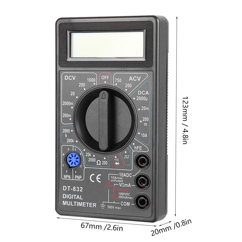 FTVOGUE Clear Lcd Display Multimeter, Portable Design, Enhanced Safety Features with Buzzer, for Automotive, Household Appliances (Black)