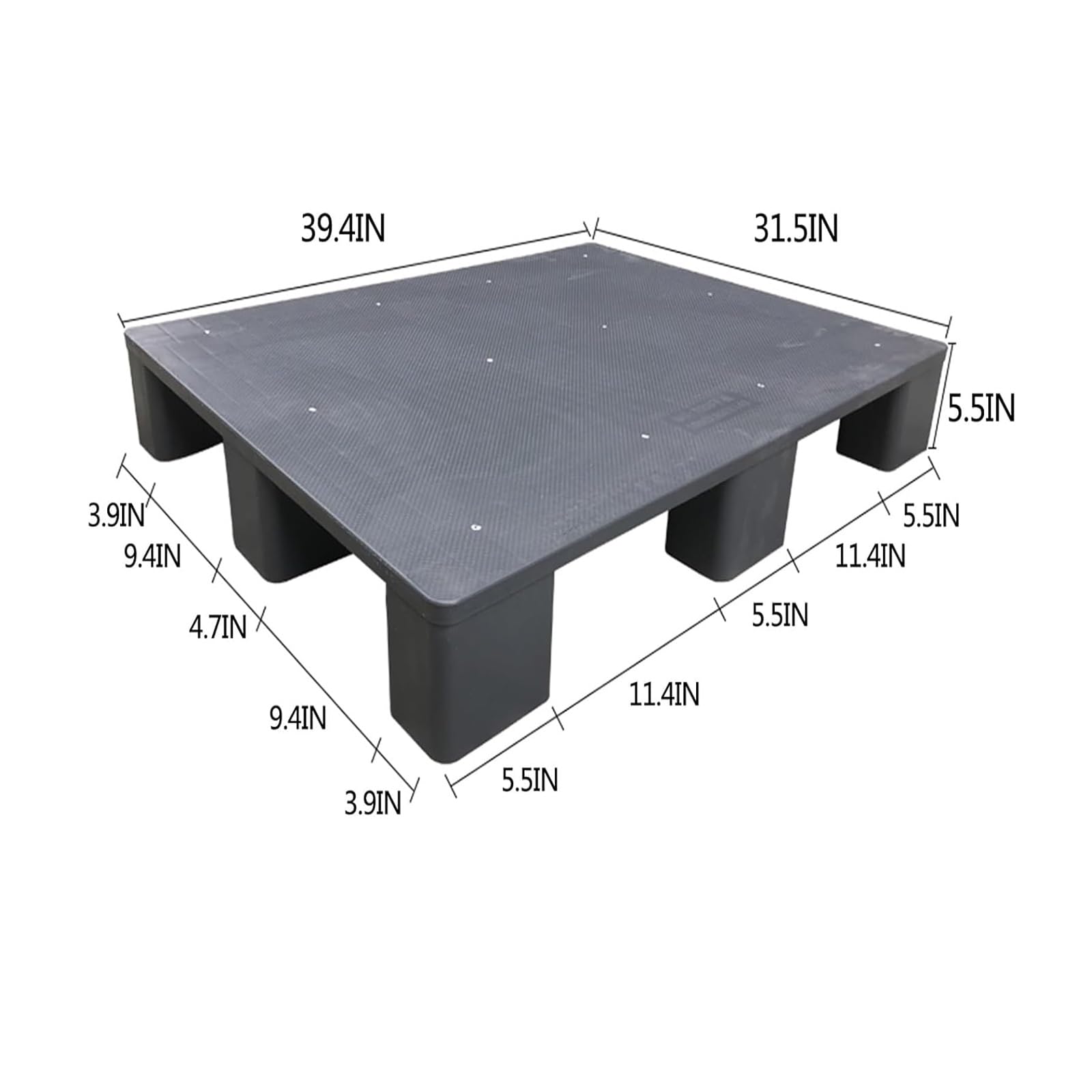 Plate-forme de stockage modulaire de palettes en plastique réutilisables robustes for sous-sol, hangar et utilisation intérieure(Gray,39.4x31.5x5.5in-5 Set)