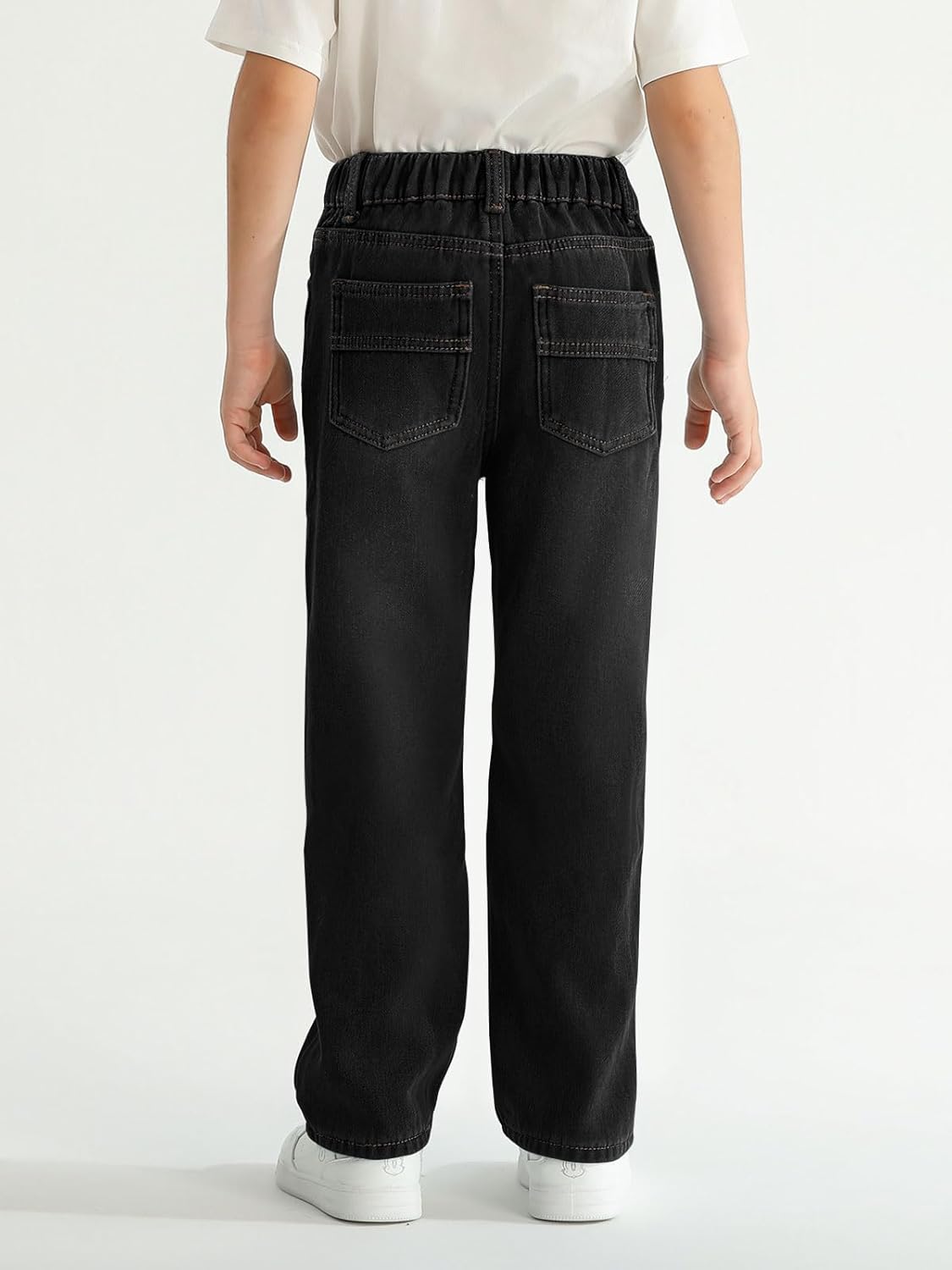 Haloumoning Boys Jeans Kids Fashion Fleece Lined Elastic Waist Denim Pants with Pockets 5-14 Years - Image 5