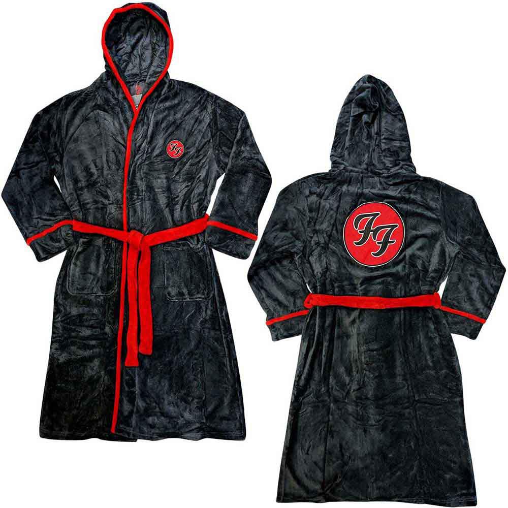 Foo Fighters Bathrobe FF Band Logo Official Black super soft fleece Unisex M