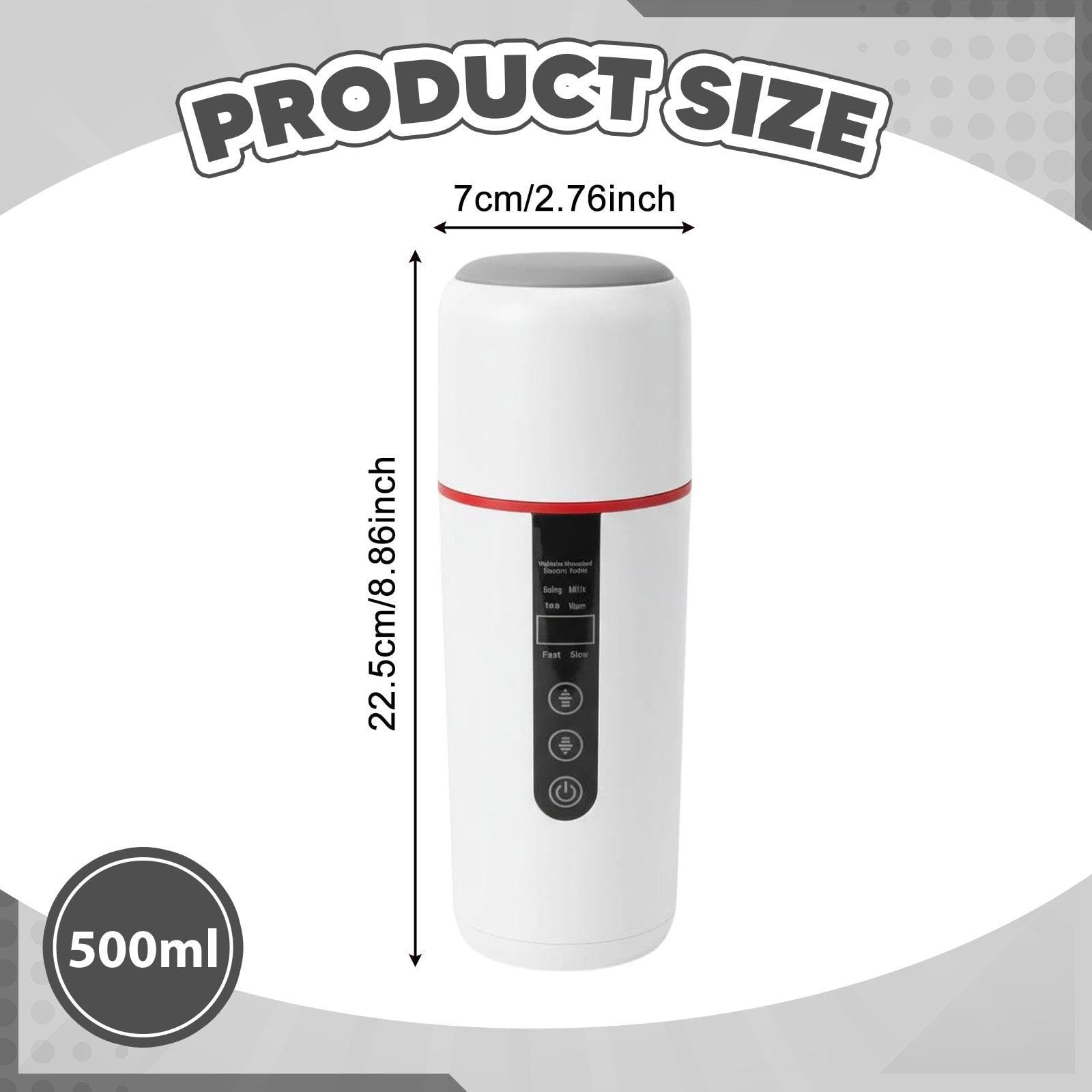 perfk Taza calefactora para coche, hervidor eléctrico para coche, a prueba de fugas, accesorios para automóviles, portátil, 12V 24V, taza de viaje universal, Blanco