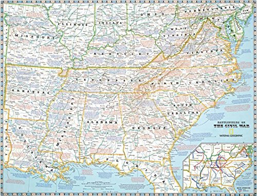 National Geographic 1961 Battlefields of The Civil War Map - Image 2