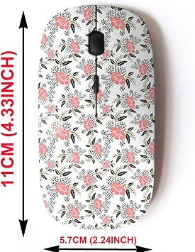 2.4G Wireless Mouse with Cute Pattern Design for All Laptops and Desktops with Nano Receiver - Floral Lily Daisy Jasmine Camellia Sunflower