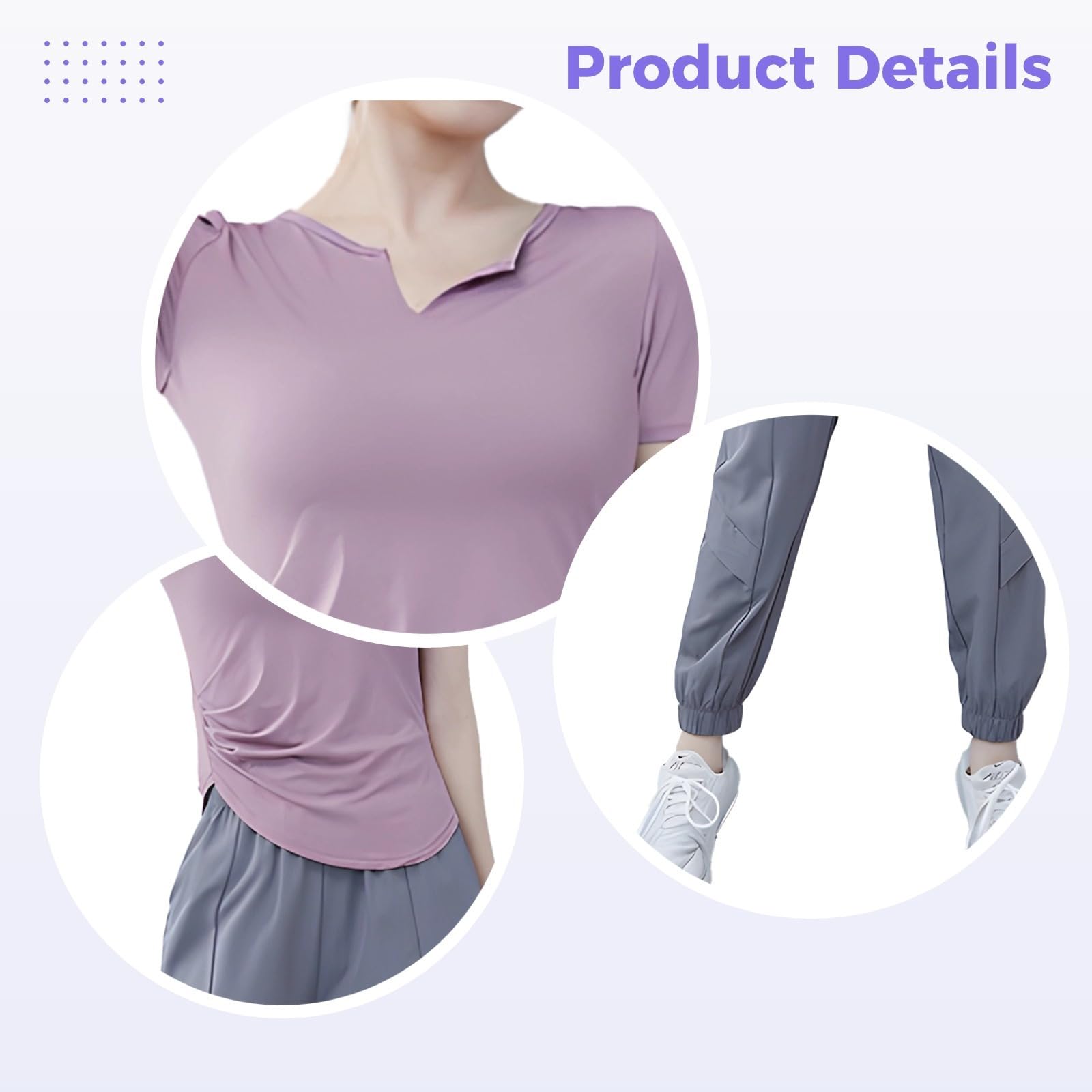 Conjunto de entrenamiento de 3 piezas para mujer, brasier deportivo, camiseta de manga corta y pantalones largos, ideal para yoga y gimnasio, tela de poliéster de elastano transpirable, diseño