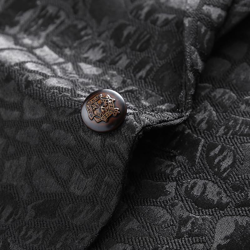 Men's Black Crocodile Textured Tuxedo Blazer, Slim Fit, Notched Lapel, 1 Button4