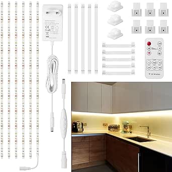 Lampe d'Armoire 58.5cm Avec Interrupteur ON/OFF, Reglette LED Cuisine