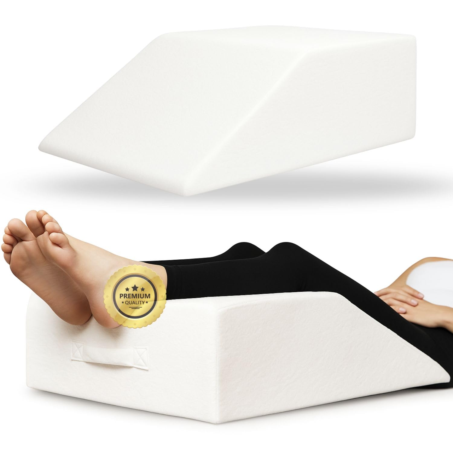 OrtoPrime Almohada Piernas Elevadas con Varices Cojín Reposapiernas VISCOELÁSTICO Cojín Elevador piernas ORTOPÉDICO Almohada Piernas Dormir Cuña piernas Cansadas - Cojín Piernas Hinchadas