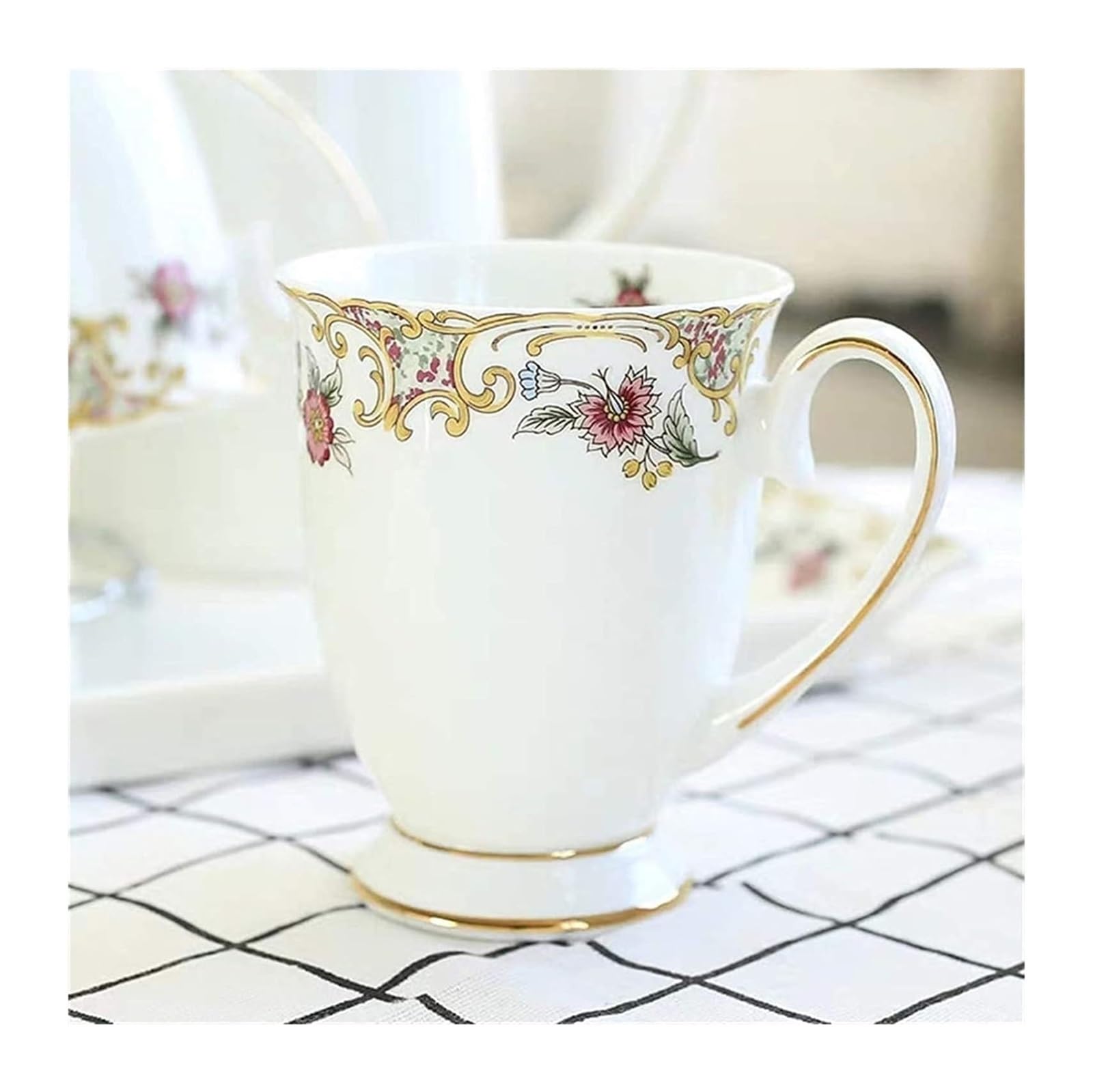 Kaffeetassen aus Glas mit Blumenmotiv, Emaille-Glastasse, Emaille-Blumen-Teeglas, Kaffeetasse, Glastasse, Kaffeetasse aus Knochenporzellan, Café, Blumenmalerei, Milchtasse, Blumen-Teetasse, kreativ