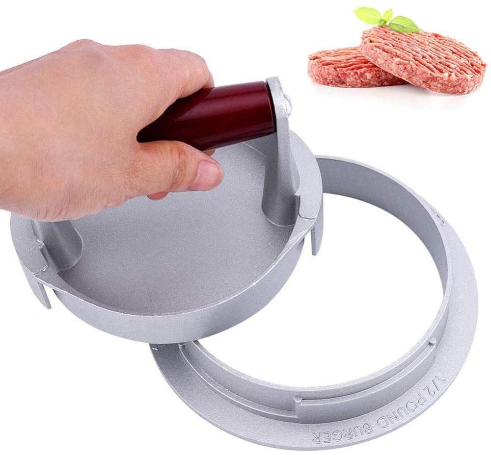 zaizai Burger Patty Maker, 5,5 Zoll Burger Press 3 Dicke Einstellbare Antihaft-Hamburger Patty Maker Form, Ideal Zum Pressen Von Pastetchen Und Als Mini-Bratpfanne, Blackwoodhandle