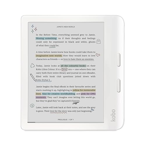 Kobo Libra Colour | eReader | 7” Glare-Free Colour E Ink Kaleido 3 Display | Dark Mode Option | Audiobooks | Waterproof | White
