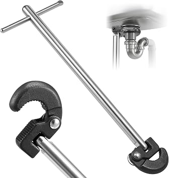 12 Inch 300 mm Basin Wrench, Adjustable Sink Wrench and Tap Nut Spanner with 180  Pivoting Head, Spring-Loaded Jaw Capacity 5/16" to 1-1/8" 8-28 mm for Under Sink Faucet Plumbing Repair