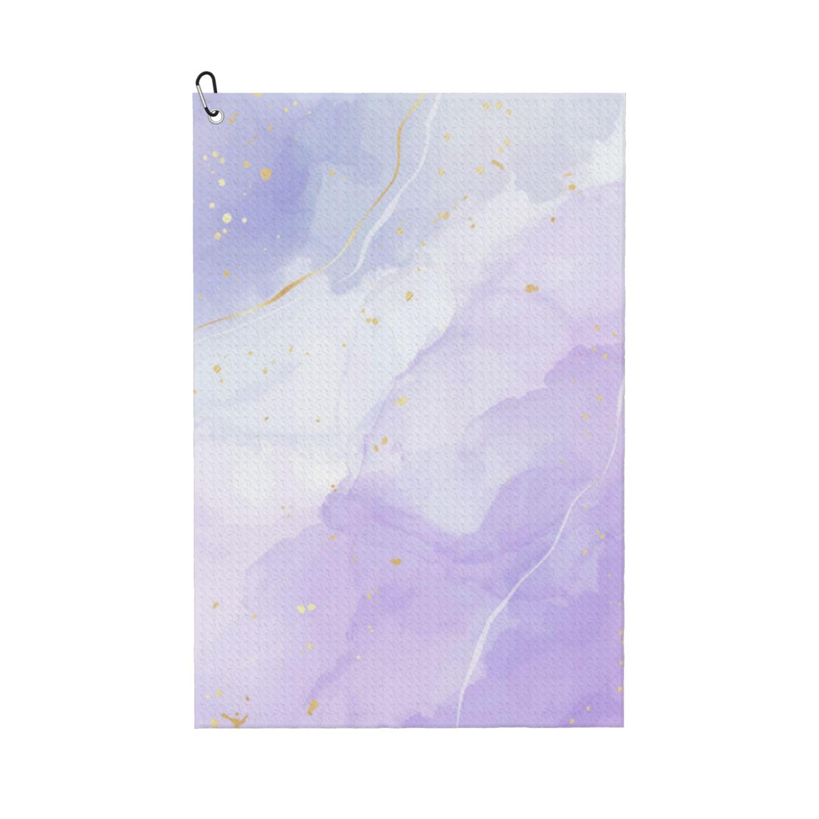 Hnnkloy Liquid Pastel Purple Marble, 16x24 in Portable Waffle Golf Towels with Carabiner Clip for Golf Bag