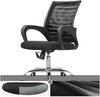 Silla de Oficina una Variedad de Cojines,Sillas de ordenador de 45 Grados de Inclinación,Sillas Giratorio el Pie de Acero Respirable Suave/Negro/D