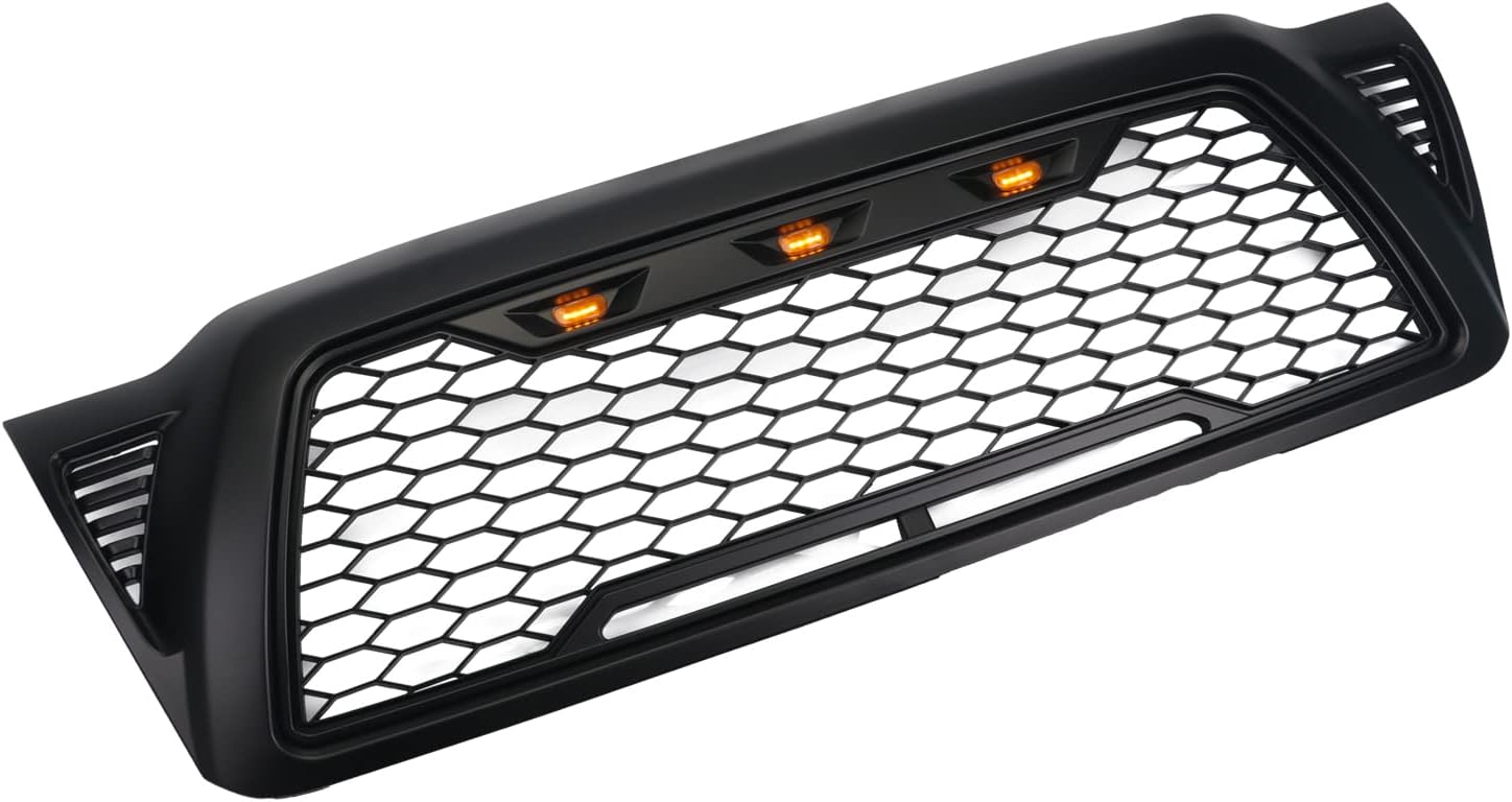 DYRDINSHOW Mesh Grille Front ABS Grill Compatible with Toyota Tacoma 2005-2011 (Matte Black)
