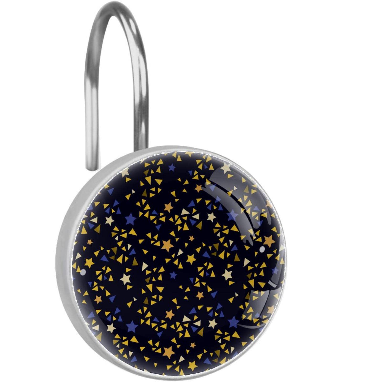Crochets de douche en acier inoxydable lot de 12 robustes à motif étoiles pour rideau de bain