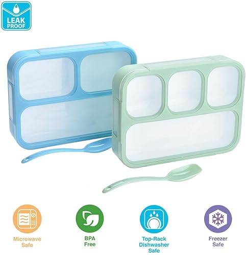 Miniatura 2 de Lonchera Bento con cuchara para niños y adultos, sin BPA, a prueba de fugas, recipientes de almacenamiento de alimentos a prueba de fugas, paquete