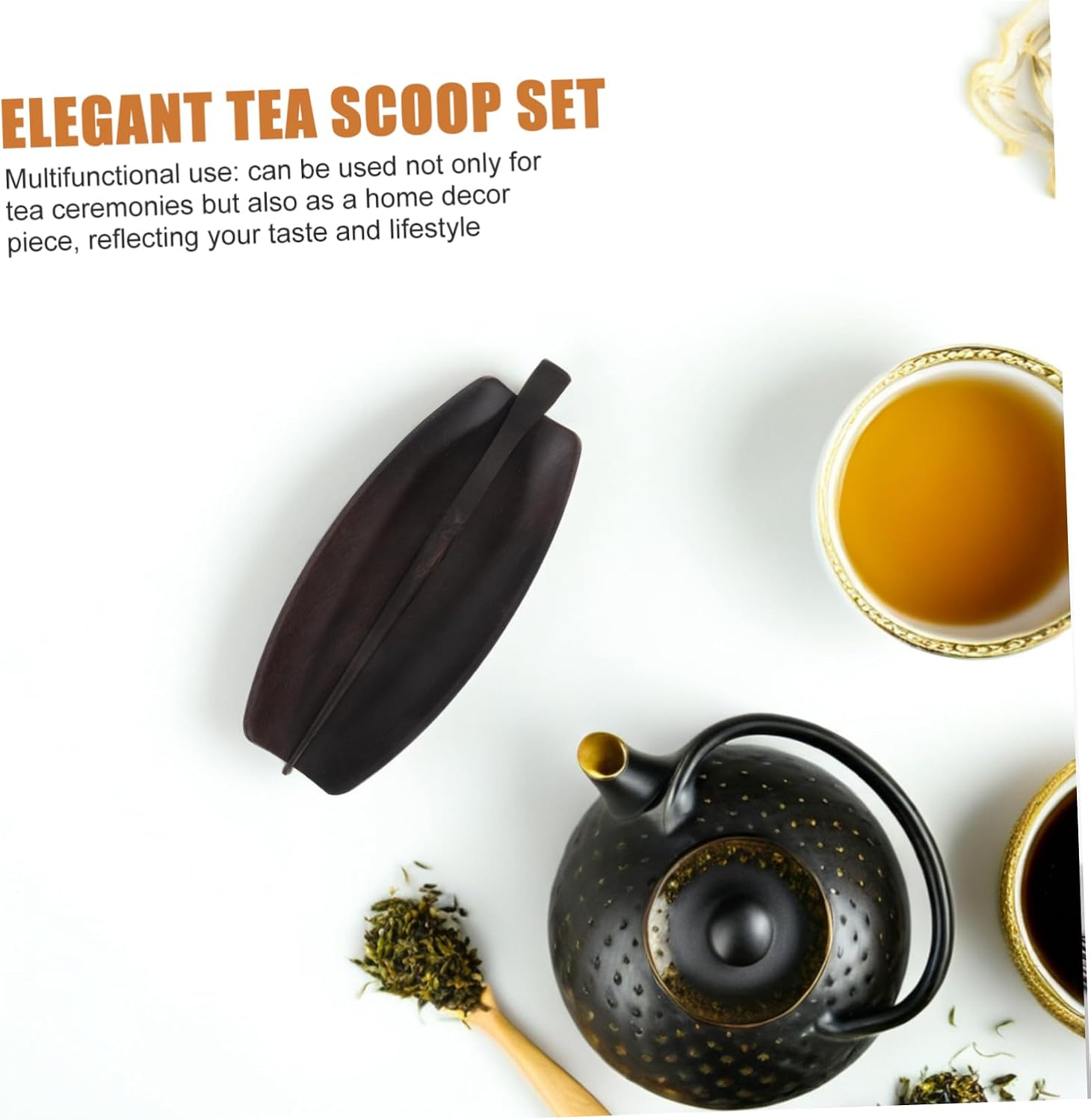 1set Multi-function Sandalwood Tea Scoop Set Chinese Tea Ceremony Accessories for Loose Leaf Storage and Serving Elegant for Gongfu