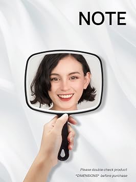 OMIRO Hand Mirror, Black Handheld Mirror with Handle, Square,23.5L x 17W cm