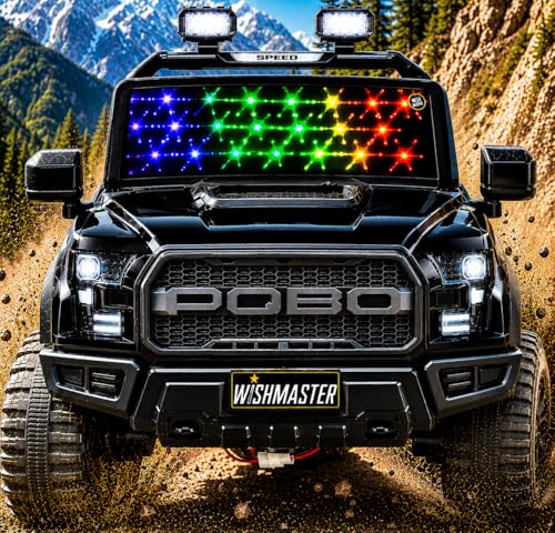 Image of Wishmaster Driving 4 Motor EV Cars for 1, 2, 3, 4, 5, 6, 7, 8 Years Boys & Girls | Remote + Steering + Mobile App Control | Kids Jeeps (Medium Size F-Raptor [1-8 Year Kids])