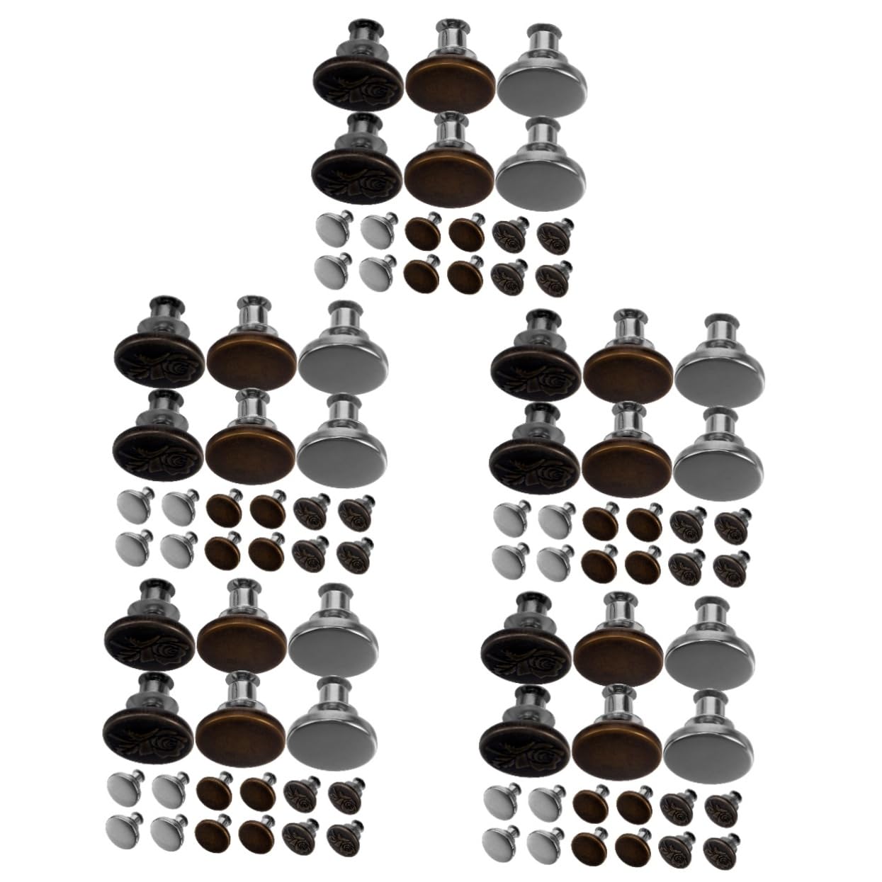 OSALADI 5 Set Bottoni in Metallo Assortito Cucire Bottoni A Pressione Estensori Per Bottoni Per Jeans Pulsante Bottone Per Jeans Sostituzione Del Bottone Dei Pantaloni Lega 15 Pezzi * 5