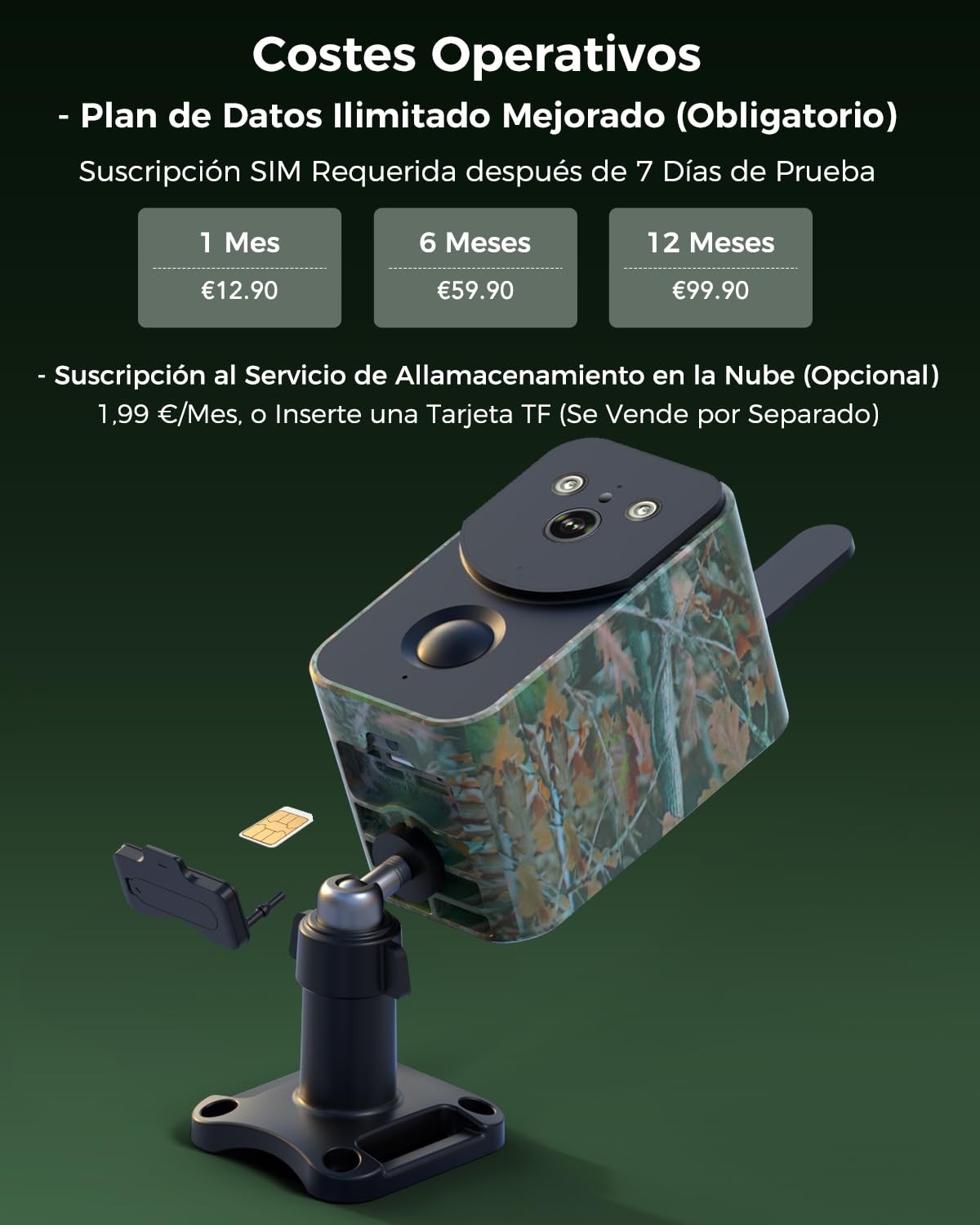Xega 4G LTE Solar Cámara de Vigilancia con Tarjeta SIM, 10000mAh Batería | Detección de Movimiento,Audio Bidireccional,Foco y Sirena, Alertas por Aplicación,Resistente al Clima No Compatible con WiFi