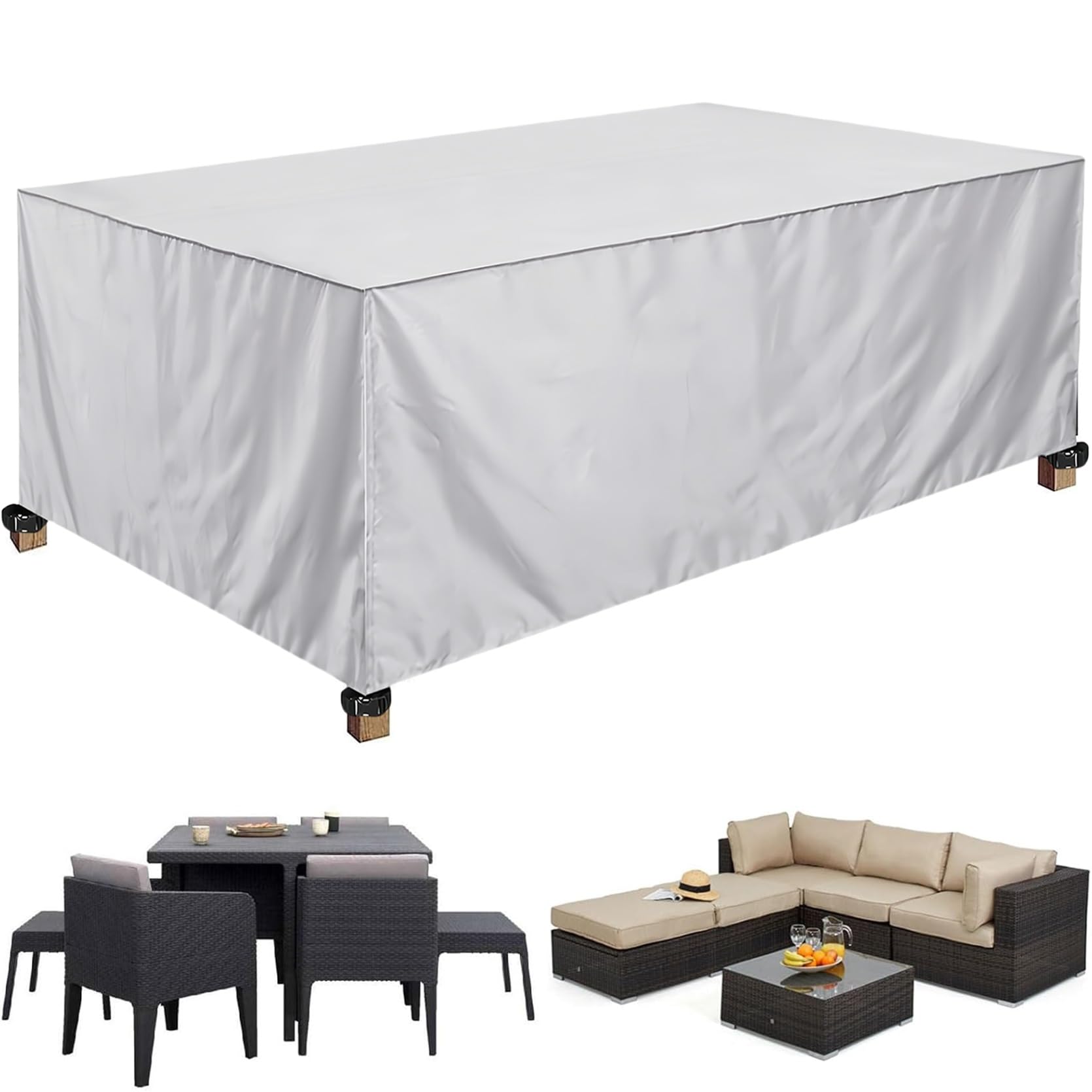 Pokrowce Na Meble Ogrodowe 90 x 140 x 75 cm Pokrowce Na Meble Ogrodowe Oxford 420D Wodoodpornywiatroszczelnyanty-Uv Zestaw Sofstołówkrzeseł Nadaje Się Do Mebli, kość słoniowa