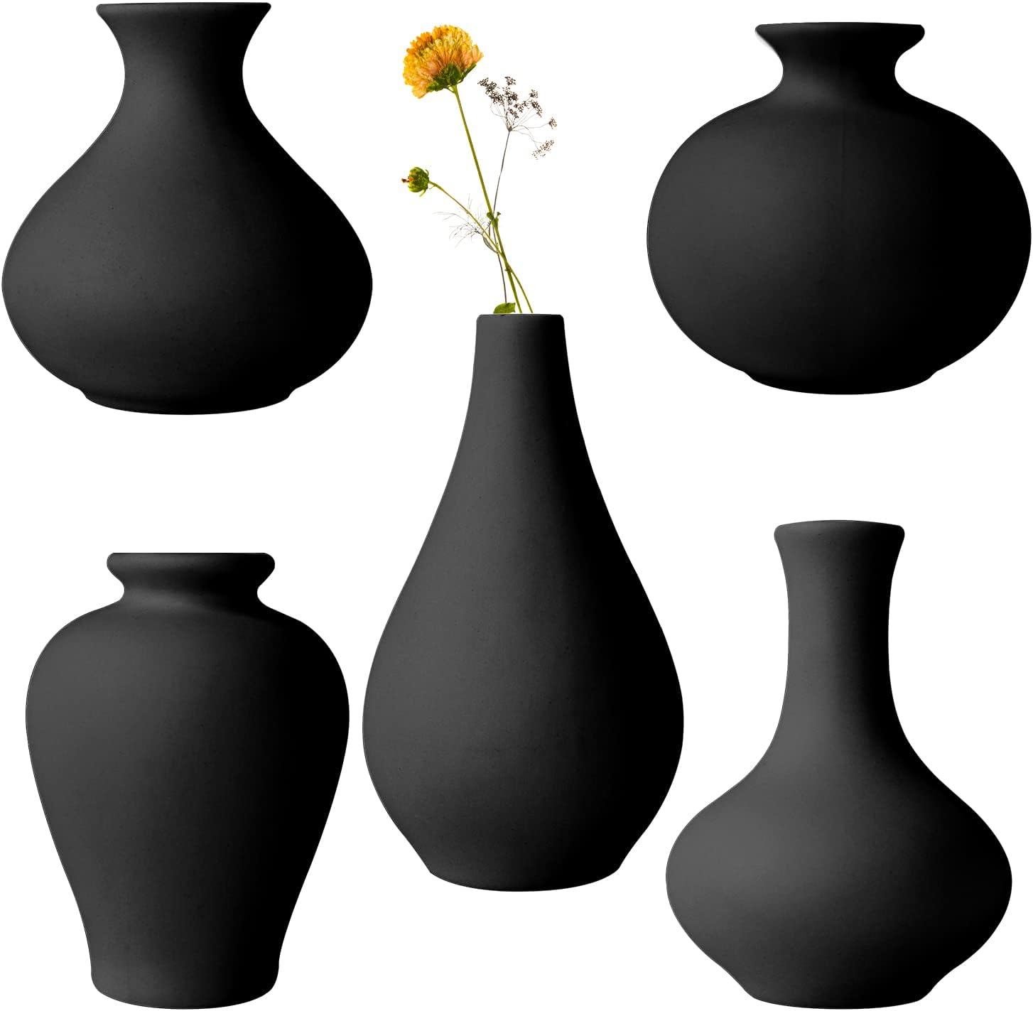 Amazon.de Keramikvase Set, 5 weiße Mini Blütenknospen Vase
