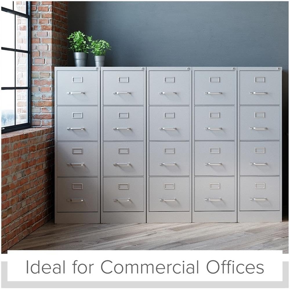 Scranton & Co 25" 4-Drawer Metal Letter Width Vertical Filing Cabinet in Gray, Lockable, Sturdy Steel Construction, Office or Home Use, Durable Letter Size File Storage
