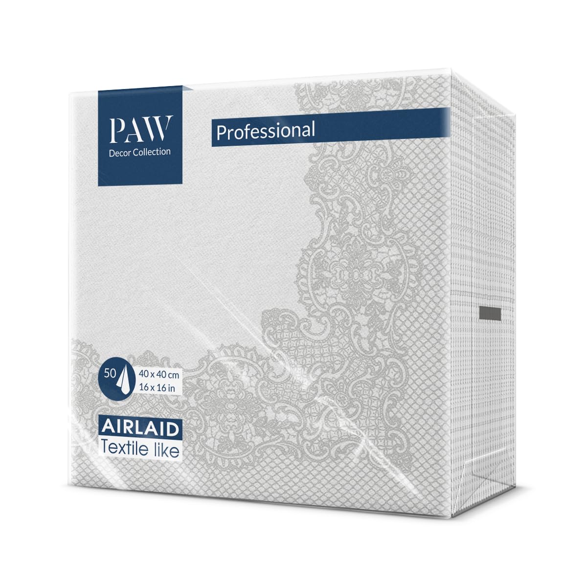 PAW - Tovaglioli di Carta Colorati - Airlaid (40 x 40 cm) I Tovaglioli Stoffa Colorati - Classico, Argento, Cornice I Tovaglioli Ideali per Pasqua, Natale, Feste, Matrimoni, Battesimi - Royal Lace