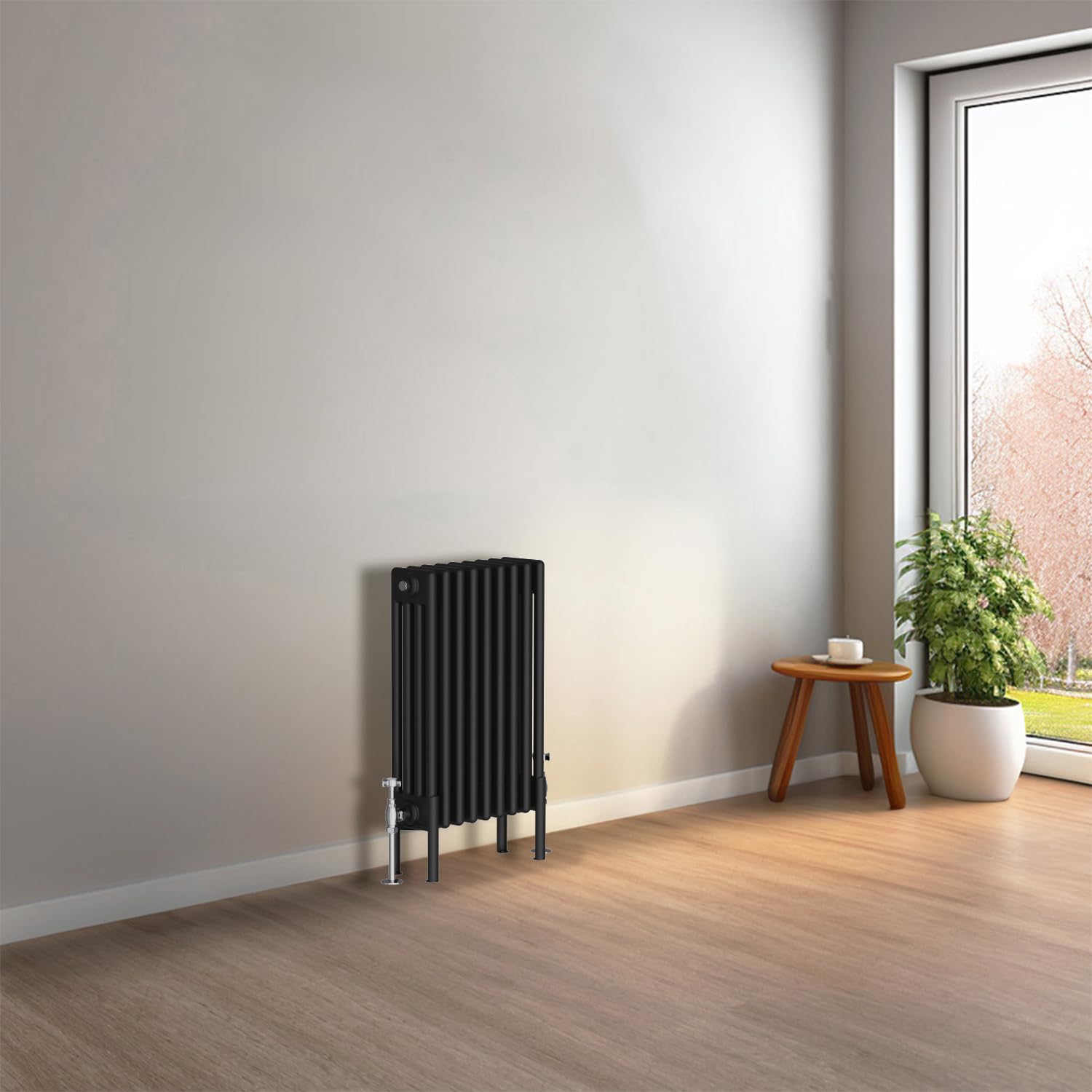 NRG Cast Iron Radiator 4 Column 600x425mm Black Column Radiator