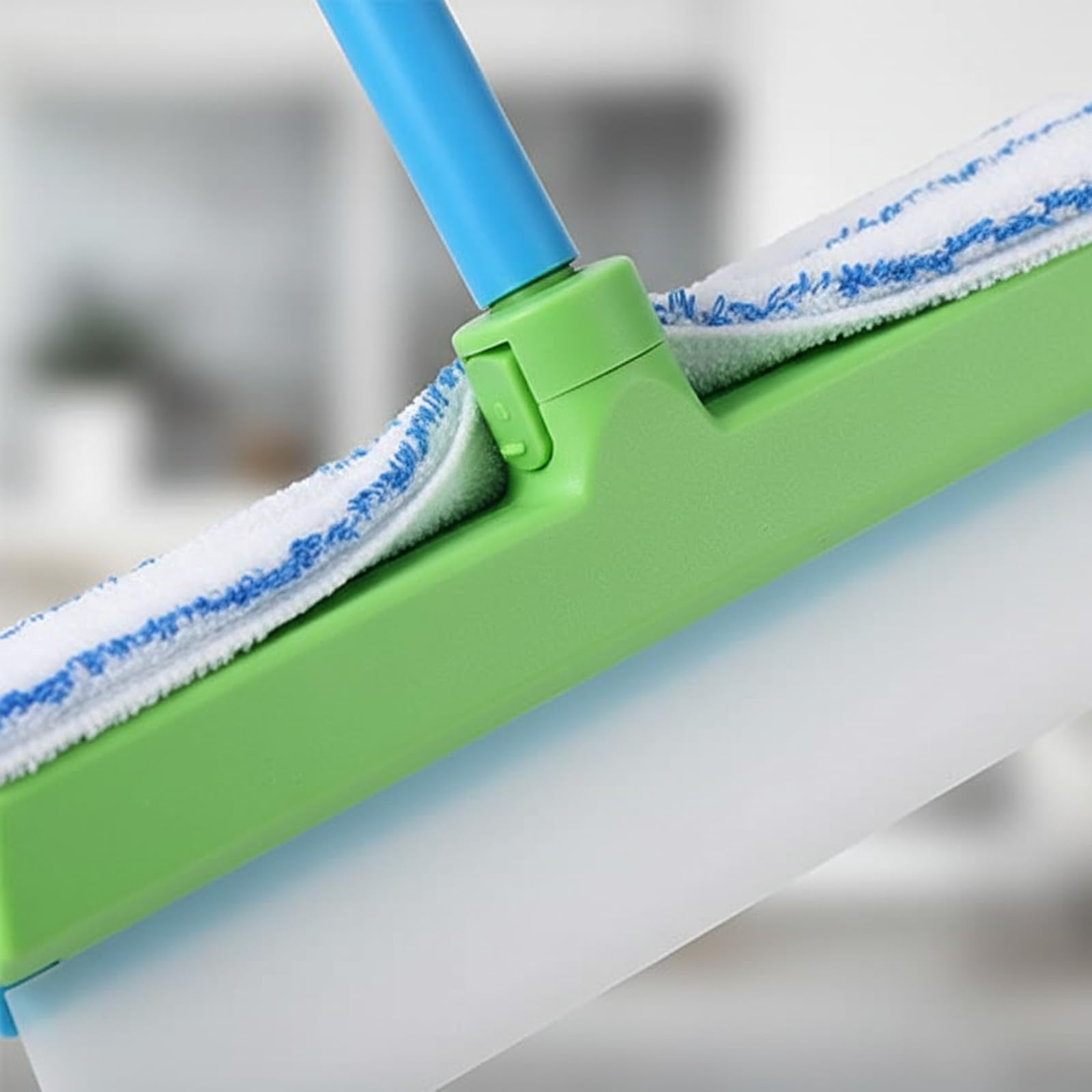 Aqua Blade Window Squeegee, 3 In 1 Recyclable Silicone Wiper with Microfiber Scrubber, Rotatable Cleaning Tool for Shower Glass, Mirror, Car, Blue, 200g